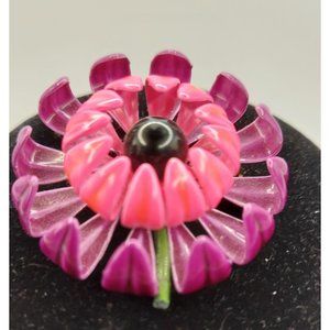 Vintage Purple Pink Enamel Metal Brooch